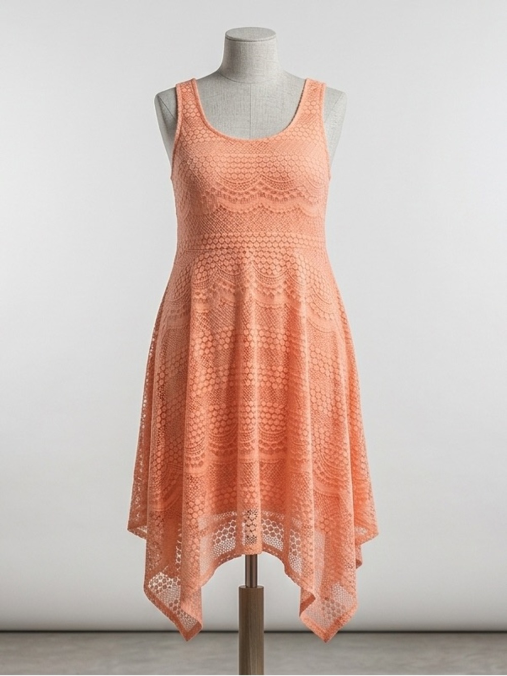 Peach Lacy Skater Dress, Mid-Length. Torrid, 1